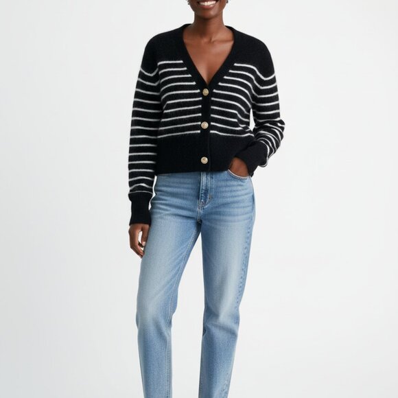 & Other Stories Sweaters - & OTHER STORIES Gold Button Striped Wool Cardigan Size S